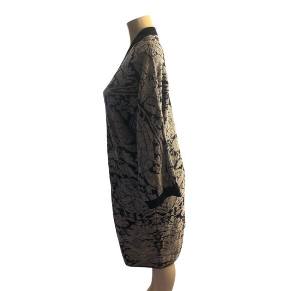 M L Peruvian Connection Open Front Floral Printed Long Cardigan Sweater Jacket - Picture 3 of 6